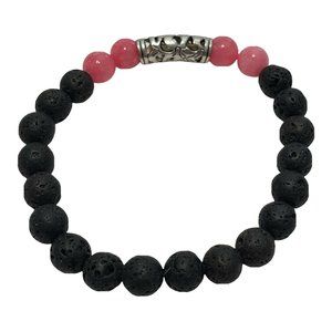 pink jasper Black lava pumice stone stretch bracelet healing powers Oil Diffuser